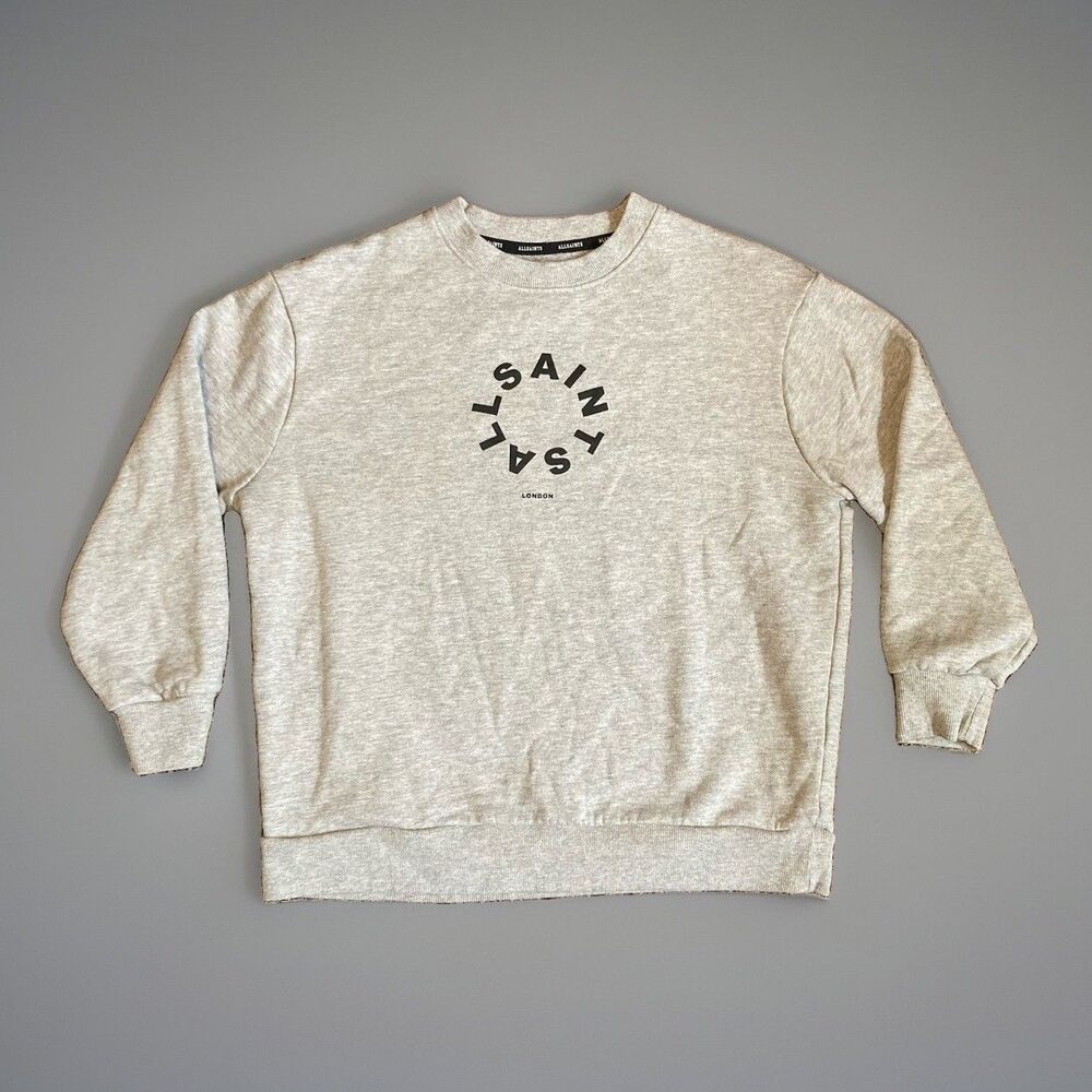 AllSaints Smallsaints Underground Crew Neck Sweatshirt Kids S Grey Pullover 9/10